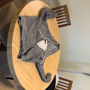 Sweatshirt, gray, and white